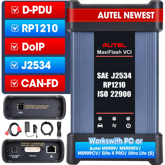 Autel Maxiflash VCI J2534 CAN FD/DOIP ECU Programming Tool Work with Autel MaxiSys Elite II Pro/MS909/Ultra Lite(S)/MS909EV