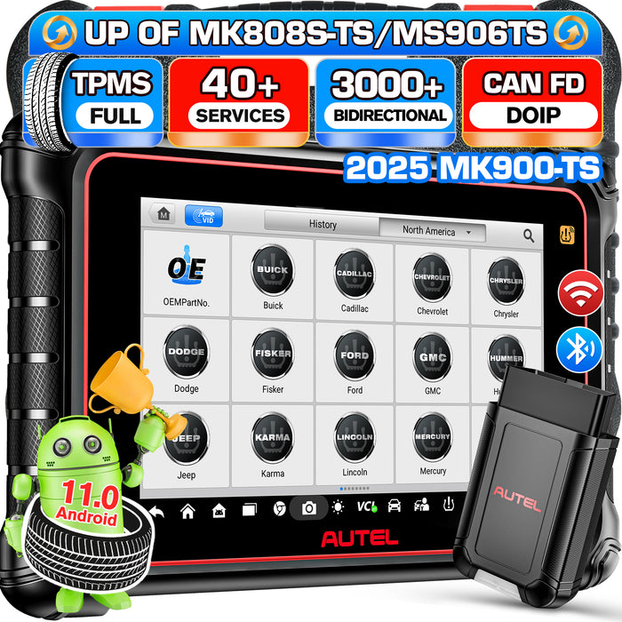 Autel Maxicom MK900TS丨Scanner de diagnostic TPMS professionnel丨Réapprentissage/remplacement TPMS/programmation des capteurs丨Système complet multimarque 40 + service丨Multilingue