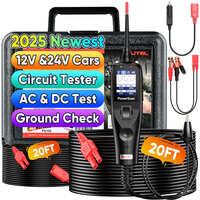 Autel PowerScan PS100 Testeurs de circuits automobiles 12V/24V Kit de sonde de circuit d'alimentation