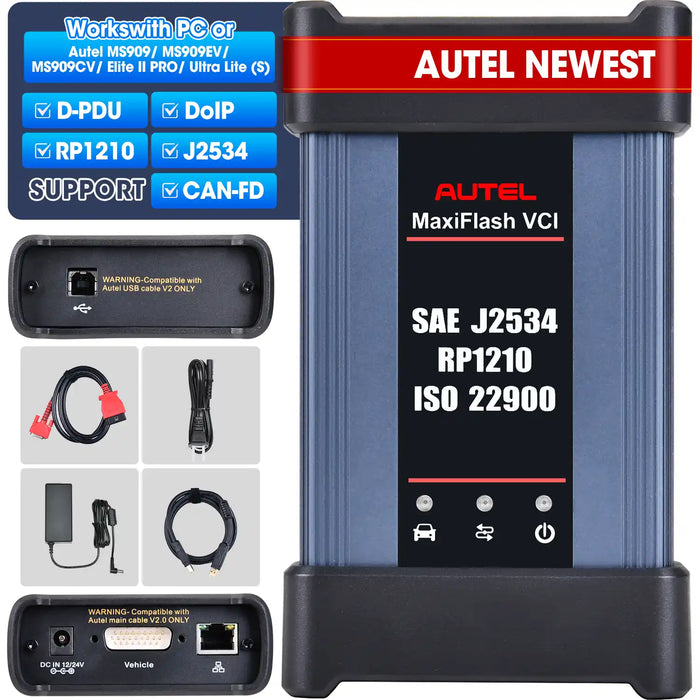 Autel Maxiflash VCI J2534 CAN FD/DOIP ECU Programming Tool Work with Autel MaxiSys Elite II Pro/MS909/Ultra Lite(S)/MS909EV