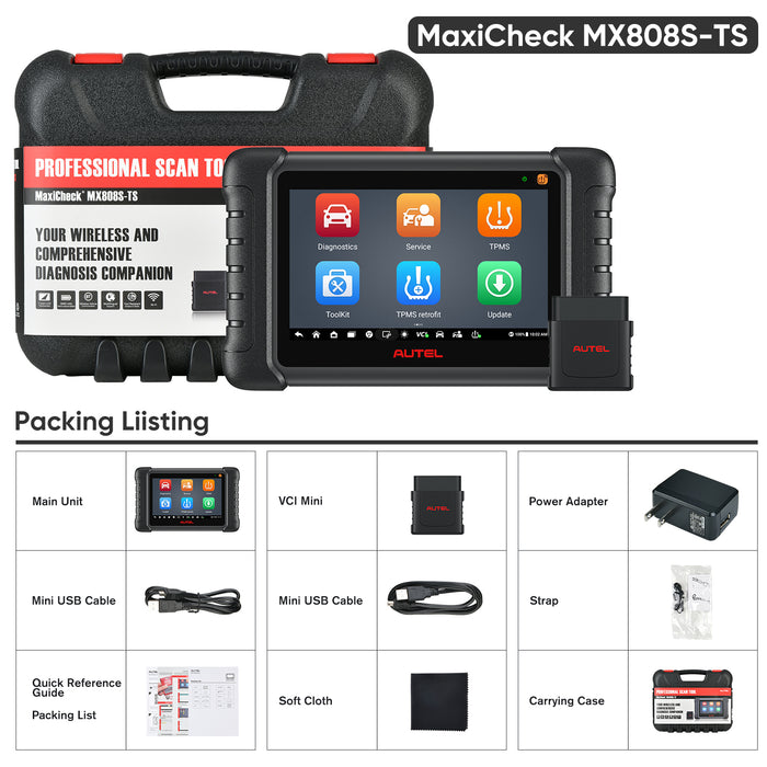 Autel MaxiCheck MX808S-TS TPMS Scanner | TPMS réapprendre/remplacé/Programmation | Identique au MK808S-TS | tous les systèmes de niveau OE | 30+ services | Multilingue