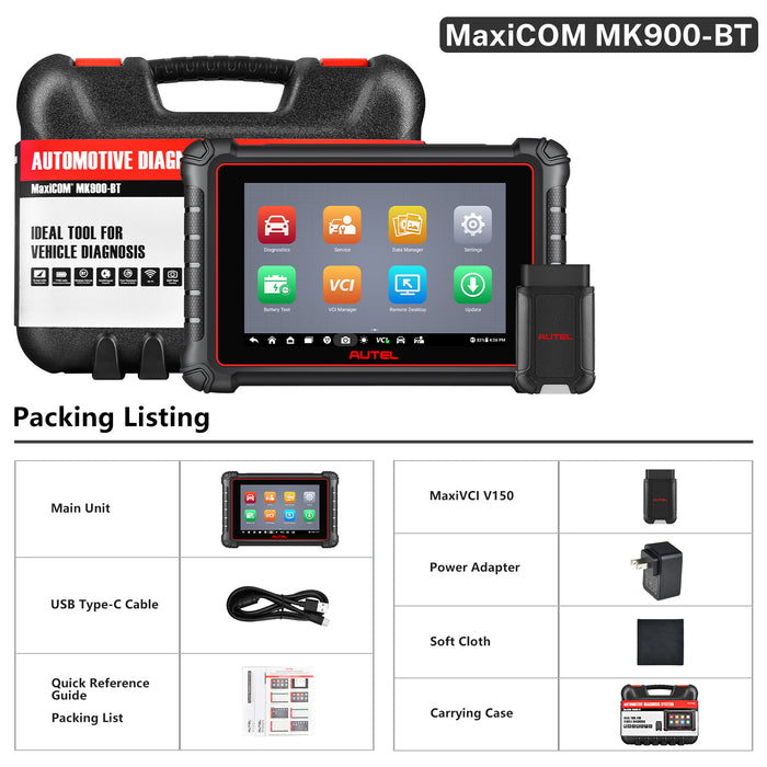 【Actions UE】2024 Nouveau Autel Maxicom MK900BT OBDII Scanner de Diagnostic丨Android 11 écran 8 pouces caméra arrière 8M丨40+ services de test actif système multimarque