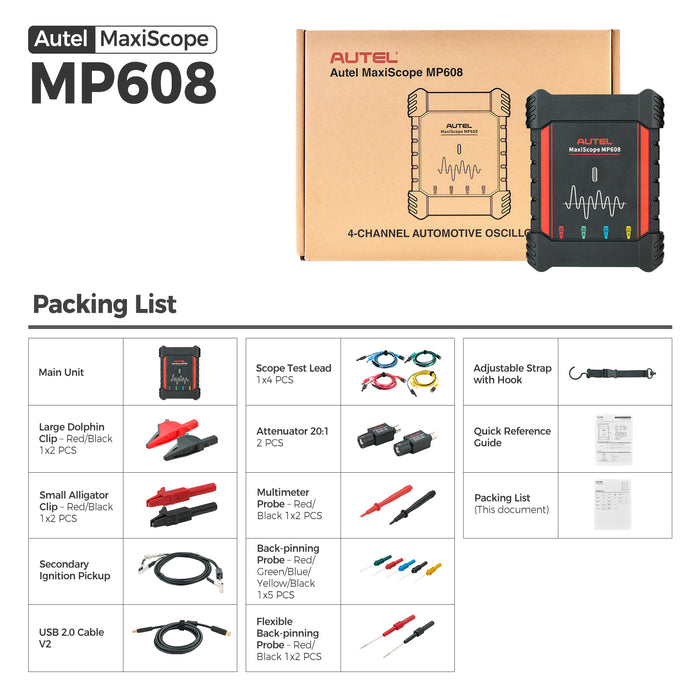 Autel Maxiscope MP608 4-Channel Oscilloscope  Upgraded from Autel Oscilloscope MP408