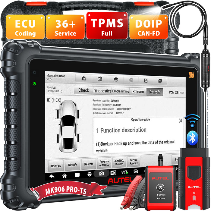 Autel MaxiCOM MK906S Pro-TS | Service TPMS complet | Mise à niveau du MS906TS | Codage avancé de l'ECU | Contrôle bidirectionnel | 36+ prestations | Tous les systèmes de niveau OE | Multilingue