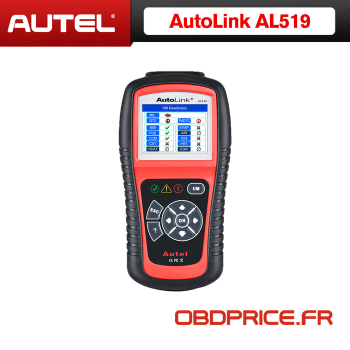 Autel AutoLink AL519 OBD2 Scanner | Lecteur de code moteur de vérification du mode 6 amélioré | Contrôle du smog en un clic | Disjoncteur DTC