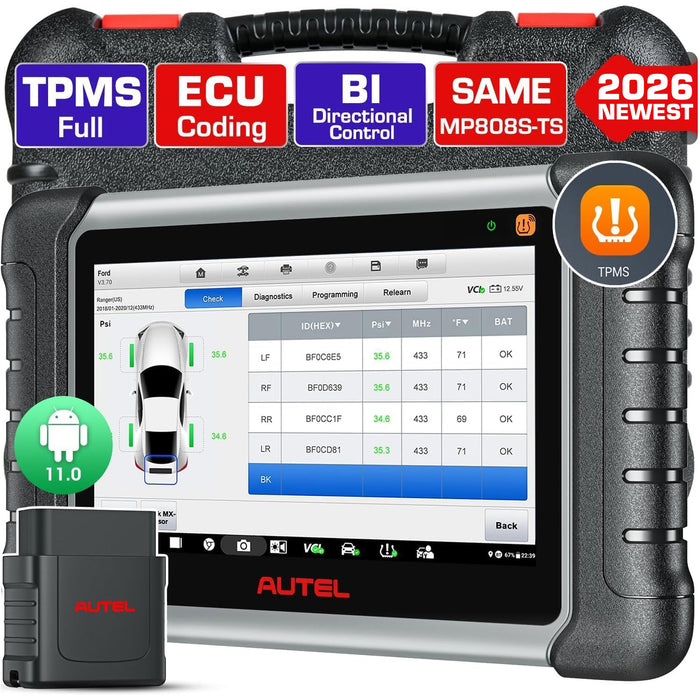 Autel MaxiDas DS808S-TS丨Outil de diagnostic TPMS | Identique au MP808S-TS/Programmation TPMS complète | Tous les systèmes de niveau OE |30+ services | Multilingue