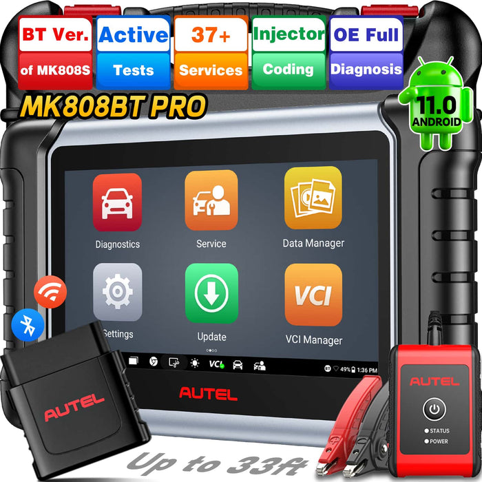 【Meilleur vendeur】Autel MaxiCOM MK808BT Pro OBD2 Scanner de diagnostic | Contrôle Bidirectionnel |Tous les systèmes | 38+ services de réinitialisation | Multilingue Française
