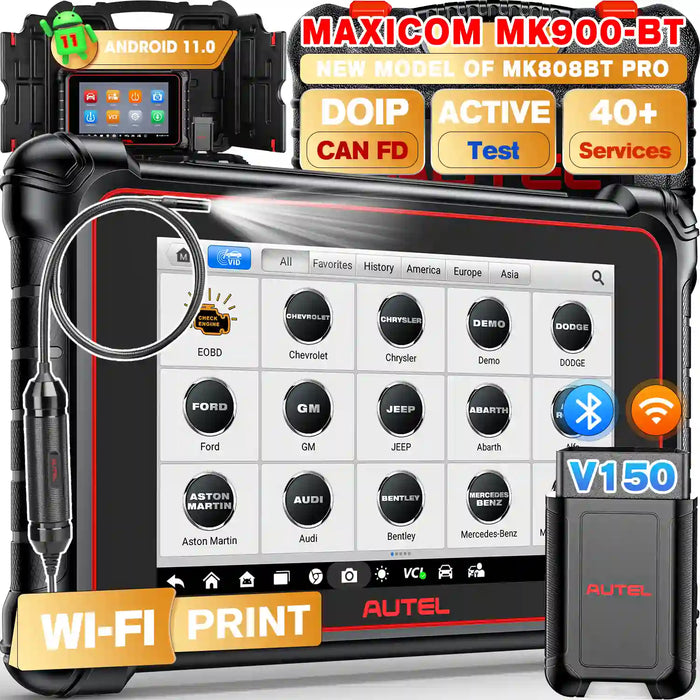 Autel Maxicom MK900BT丨OBDII Scanner de Diagnostic丨Plus récent Android 11 丨Contrôle bidirectionnel丨40+ services de test actif système丨Multimarque