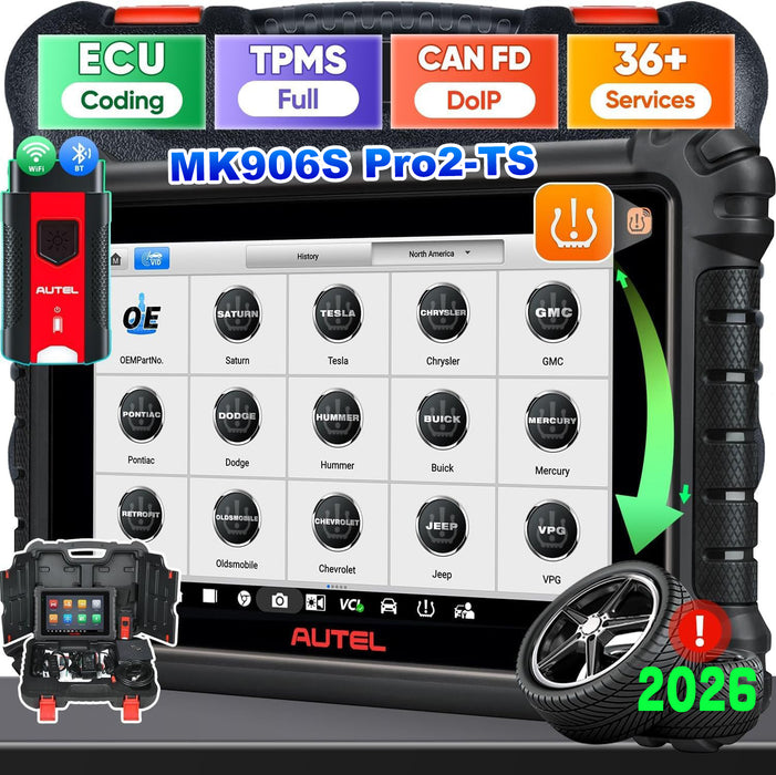 Autel MaxiCOM MK906S Pro2-TS | Service TPMS complet | Mise à niveau du MS906TS | Codage avancé de l'ECU | Contrôle bidirectionnel | 36+ prestations | Tous les systèmes de niveau OE | Multilingue