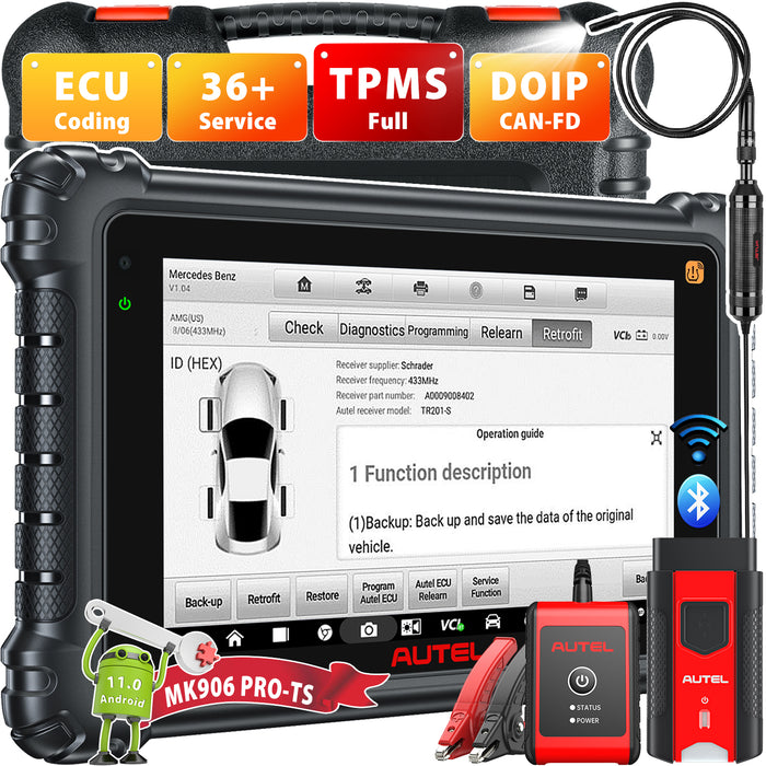 Autel MaxiCOM MK906 Pro-TS | Service TPMS complet | Mise à niveau du MS906TS | Codage avancé de l'ECU | Contrôle bidirectionnel | 36+ prestations | Tous les systèmes de niveau OE | Multilingue