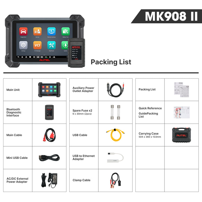 Autel MaxiCOM MK908 II | Codage avancé de l'ECU | Contrôle bidirectionnel | Tous les systèmes de niveau OE | 36+ services | Multilingue