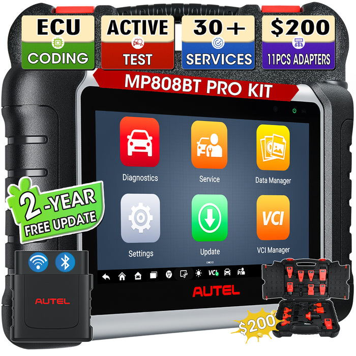 【2 ans de mise à jour】Autel MaxiPRO MP808BT Pro Kit Scanner de diagnostic avec une boîte d'adaptateurs | Codage du EUC | Contrôle bidirectionnel | Tous les systèmes de niveau OE | 37+ prestations | Multilingue