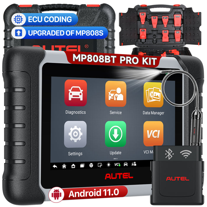 【2 ans de mise à jour/Gratuit MV108S】Autel MaxiPRO MP808BT Pro Kit Scanner de diagnostic avec une boîte d'adaptateurs | Codage du EUC | Contrôle bidirectionnel | Tous les systèmes de niveau OE | 37+ prestations | Multilingue