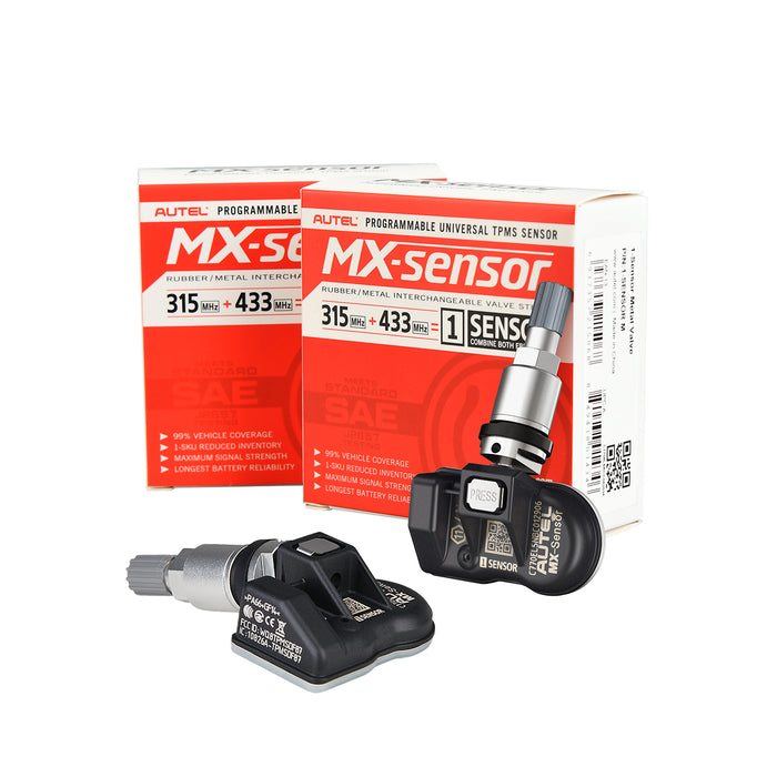 Autel MaxiTPMS MX-Sensor 2 in 1 433MHZ+315MHZ Press-in Programmed by Autel TPMS Tool TS501 Pro/TS508WF/808TS/900TS/906TS Metal and Rubber Optional