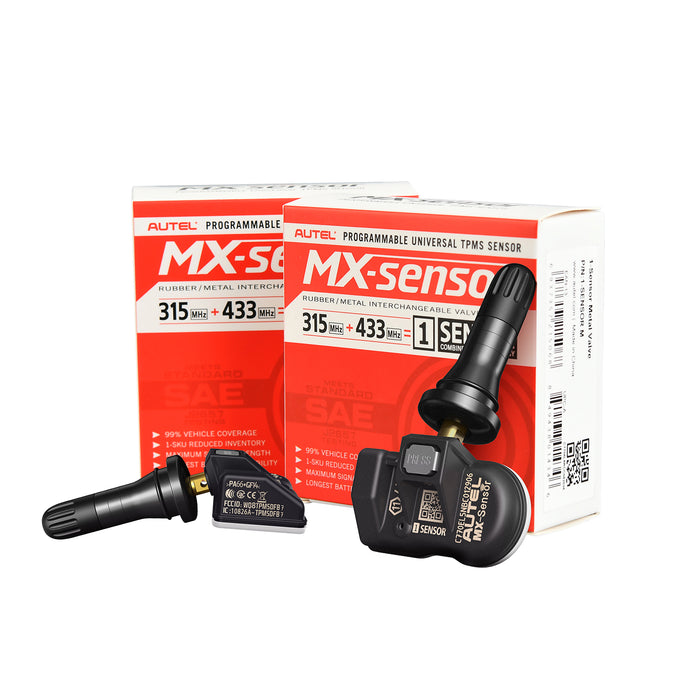 Autel MaxiTPMS MX-Sensor 2 in 1 433MHZ+315MHZ Press-in Programmed by Autel TPMS Tool TS501 Pro/TS508WF/808TS/900TS/906TS Metal and Rubber Optional