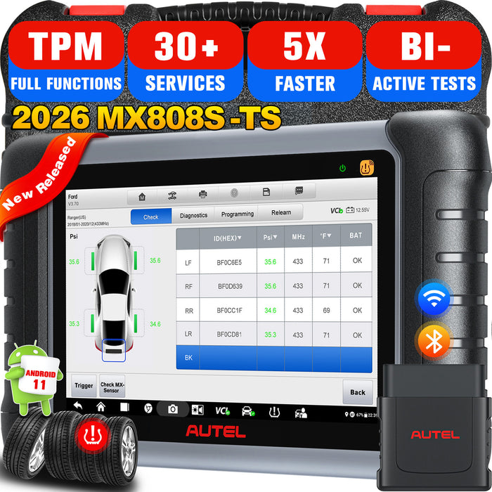 Autel MaxiCheck MX808S-TS | Programmation complète du capteur TPMS | TPMS réapprendre/remplacé | tous les systèmes de niveau OE | 30+ services spéciaux | Multilingue