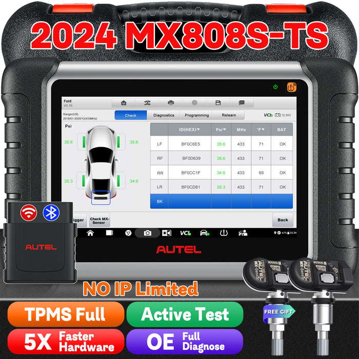 Autel MaxiCheck MX808S-TS TPMS Scanner | TPMS réapprendre/remplacé/Programmation | Identique au MK808S-TS | tous les systèmes de niveau OE | 30+ services | Multilingue