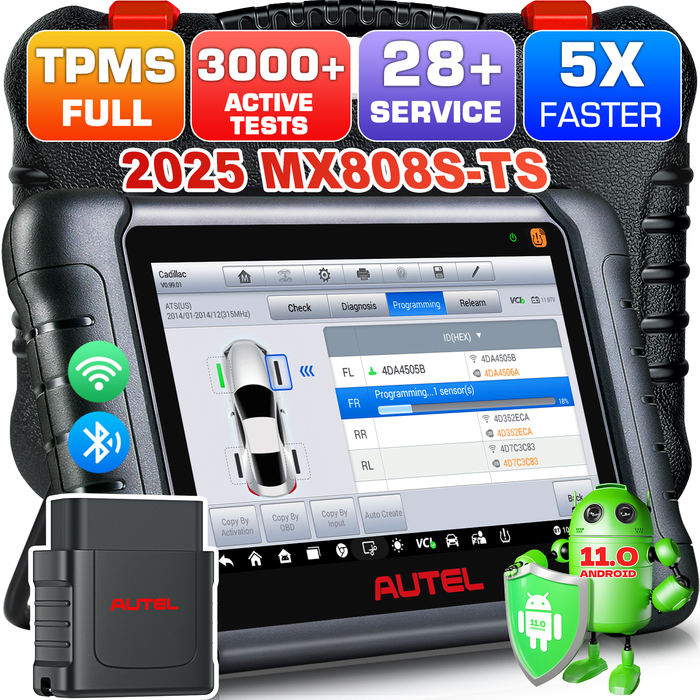 Autel MaxiCheck MX808S-TS TPMS Scanner | TPMS réapprendre/remplacé/Programmation | Identique au MK808S-TS | tous les systèmes de niveau OE | 30+ services | Multilingue