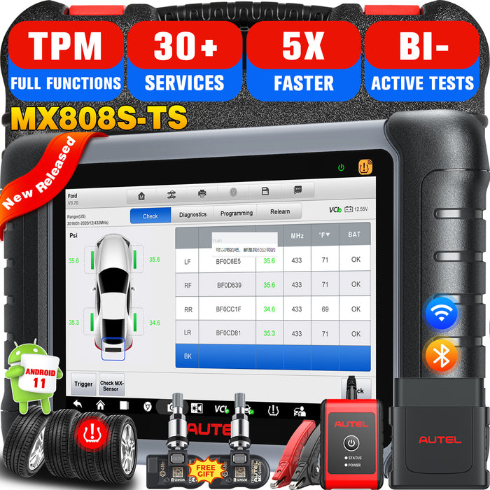 Autel MaxiCheck MX808S-TS TPMS Scanner | TPMS réapprendre/remplacé/Programmation | Identique au MK808S-TS | tous les systèmes de niveau OE | 30+ services | Multilingue