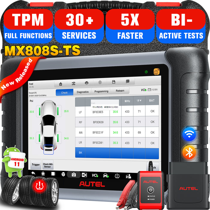 Autel MaxiCheck MX808S-TS TPMS Scanner | TPMS réapprendre/remplacé/Programmation | Identique au MK808S-TS | tous les systèmes de niveau OE | 30+ services | Multilingue