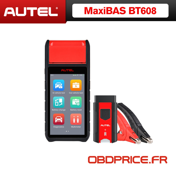 Autel MaxiBAS BT608 Testeur de batterie de voiture| Diagnostics de tous les systèmes avec imprimante | Conductance adaptative | Test du système de démarrage/charge | Initialisation du GTC