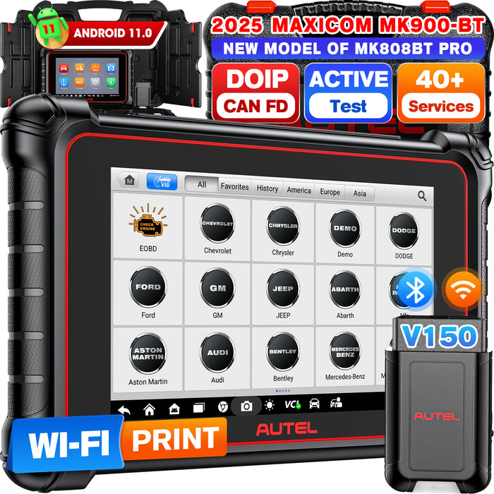 【2025 Nouvelle】Autel Maxicom MK900BT OBDII Scanner de Diagnostic丨Android 11 écran 8 pouces caméra arrière 8M丨40+ services de test actif système multimarque