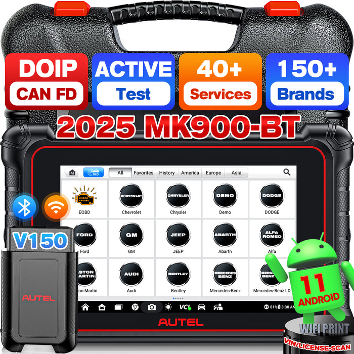 Autel Maxicom MK900BT OBDII Scanner de Diagnostic丨Android 11 écran 8 pouces caméra arrière 8M丨40+ services de test actif système multimarque