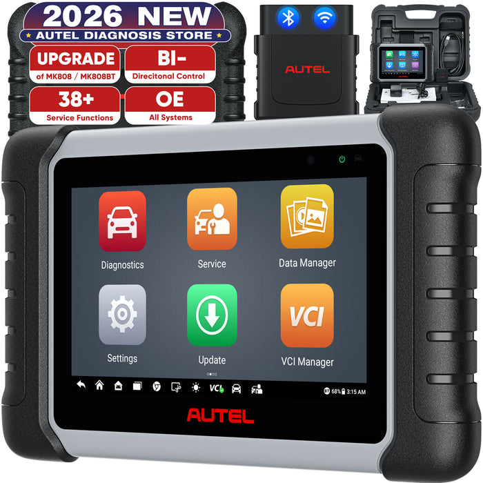 Autel MaxiCOM MK808BT Pro丨Valise de scanner de diagnostic | Tous les systèmes  | 37+ prestations | ABS/Oil Reset/EPB/SAS/DPF/BMS/Injector Coding| Multilingue