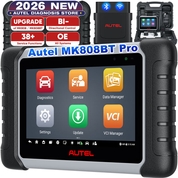 Autel MaxiCOM MK808BT Pro丨Valise de scanner de diagnostic | Tous les systèmes  | 37+ prestations | ABS/Oil Reset/EPB/SAS/DPF/BMS/Injector Coding| Multilingue