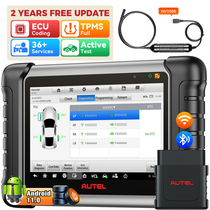 【2 Years Update】Autel MaxiPro MP808Z-TS 2-in-1 TPMS and Diagnosis Scanner丨TPMS Relearn/Replaced/Programmer MX-Sensor丨ECU-Coding丨Bi-Directional Control丨Multi-brand Full System丨30+Reset Service丨Multi-language
