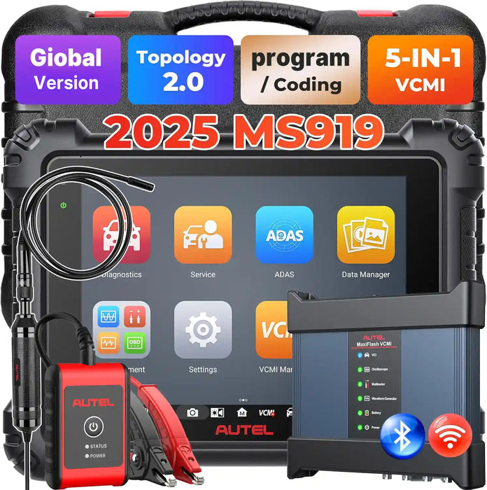 Autel MaxiSys MS919 Top Diagnosis Scanner/J2534 ECU Programming/Coding/Topology Map 2.0/Bidirectional Control/40+Reset Service/Global Version Multi-language