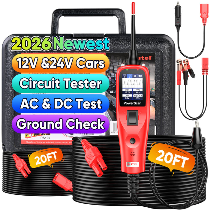 Autel PowerScan PS100丨Testeurs de circuits automobiles 12V/24V Kit de sonde de circuit d'alimentation