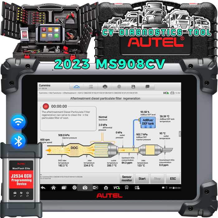 Autel Maxisys MS908CV Heavy Duty Trucks/ Commercial Vehicle Diagnostic Scanner丨J2534 ECU Programming丨25+Hot Service丨23+Adaption Functions丨NO IP Restriction丨Only English