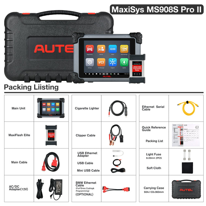 Autel MaxiSys MS908S Pro II | Avec programmation ECU J2534 | Codage du ECU |Tests actifs | 36+ services de réinitialisation | Tous les systèmes de niveau OE | Mise à niveau du MK908 Pro/MS908 Pro/multilingue
