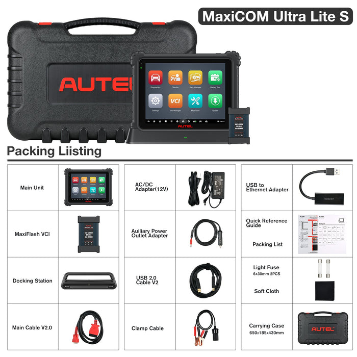 【2 ans de mise à jour】Autel MaxiCOM Ultra Lite S | Scanner de diagnostic intelligent multilingue | Programmation du ECU J2534 | Mise à niveau du MS909/MS919 | 40+ services | Test actif/codage ECU